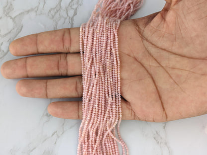Pink Opal 2mm Faceted Rounds Bead Strand