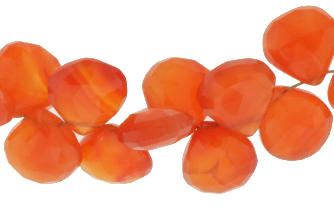 Orange Carnelian 7mm Faceted Heart Shaped Briolettes