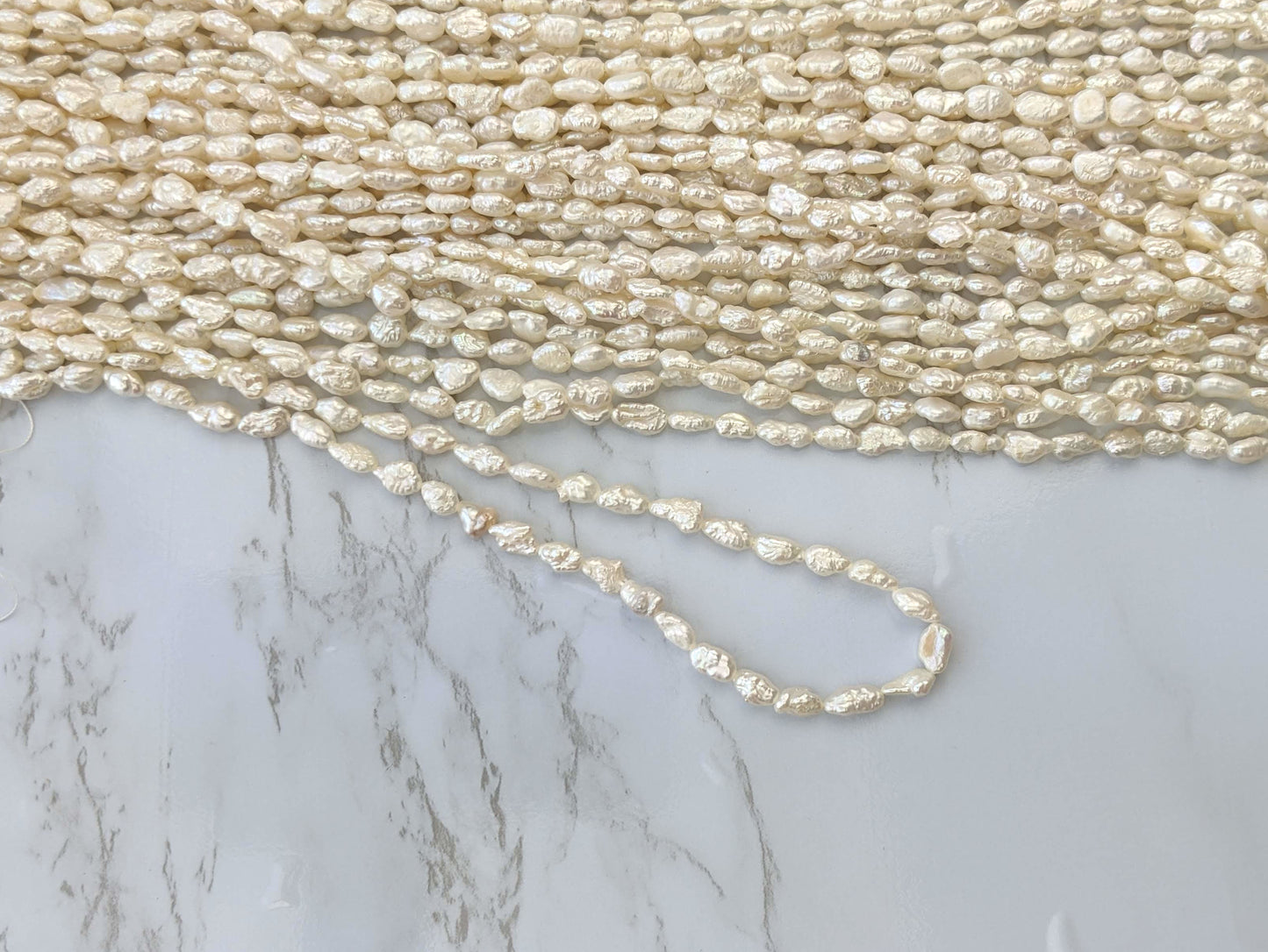 White Freshwater Pearl 7x3mm Biwa Sticks