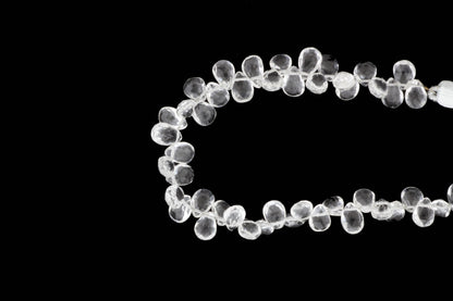 Clear Rock Crystal Quartz 7x5mm Faceted Pear Shaped Briolettes
