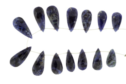 Blue Sodalite 18x10mm Faceted Pear Shaped Briolettes