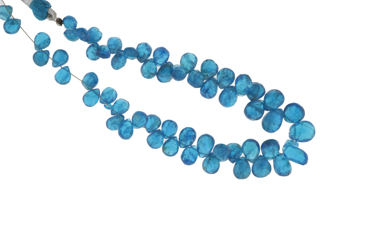 Neon Blue Apatite 7x5mm Faceted Pear Shaped Briolettes