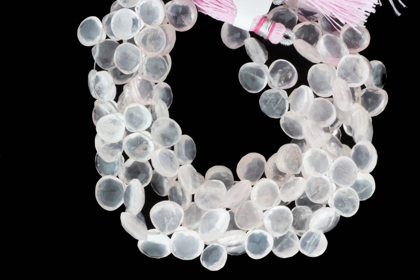 Pink Rose Quartz 9mm Faceted Heart Shaped Briolettes