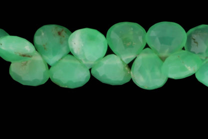 Apple Green Chrysoprase 7mm Faceted Heart Shaped Briolettes