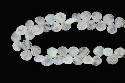 Blue Rainbow Moonstone 11mm Faceted Heart Shaped Briolettes