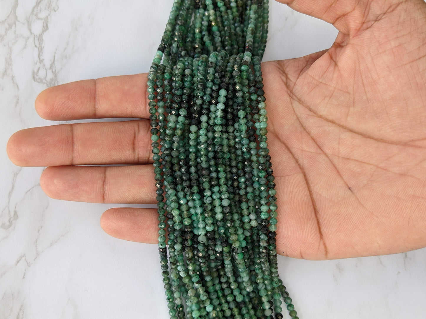 Ombre Sakoda Emerald 3.5mm Faceted Rondelles