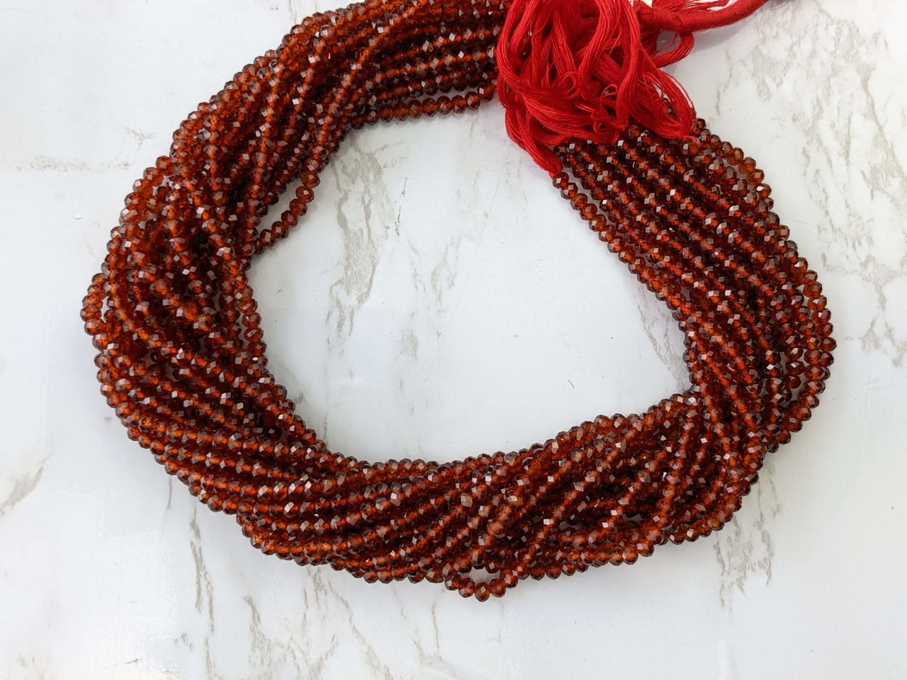 Orange Red Garnet 4mm Faceted Rondelles