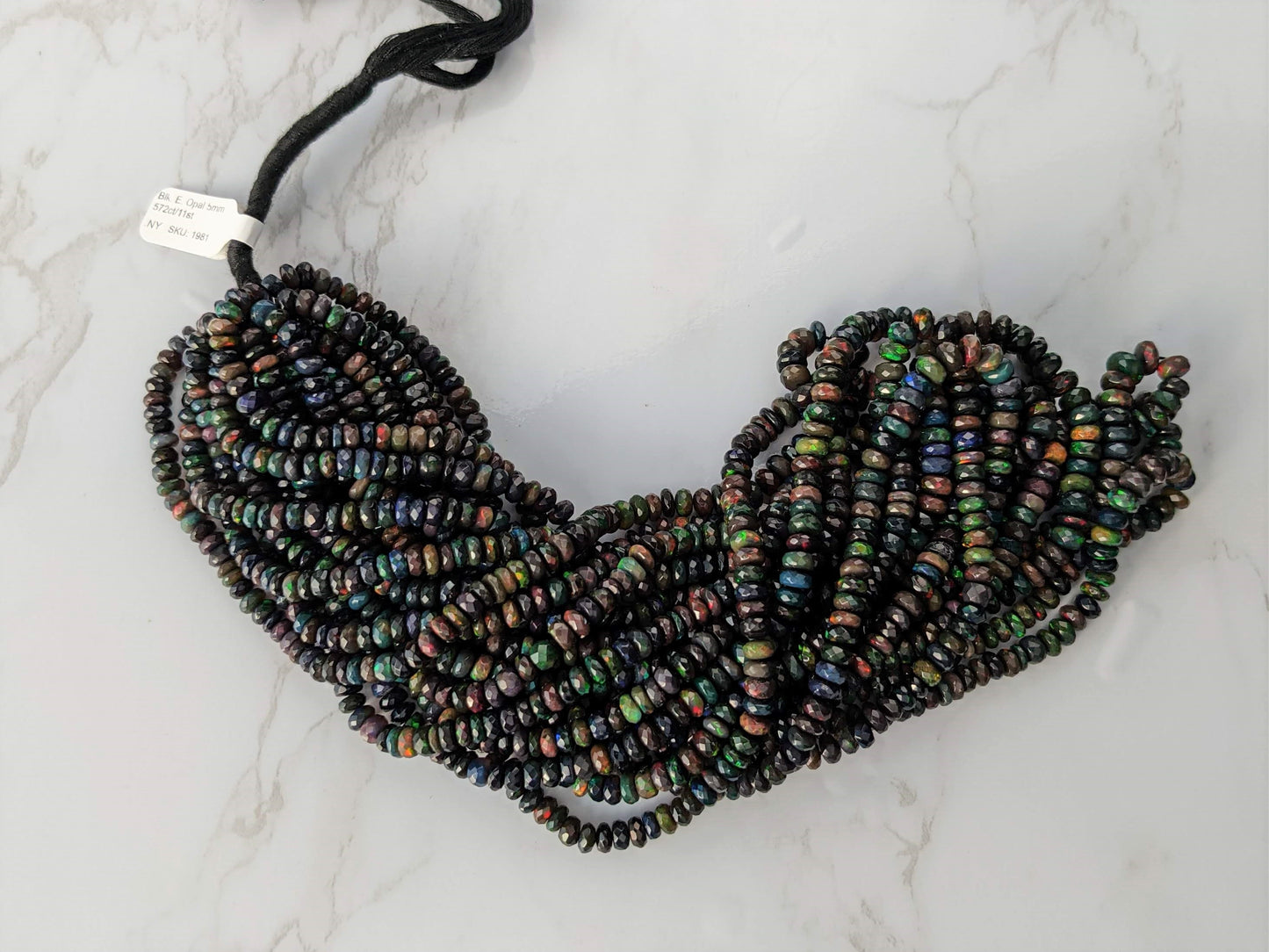 Black Ethiopian Opal 5mm Faceted Rondelles