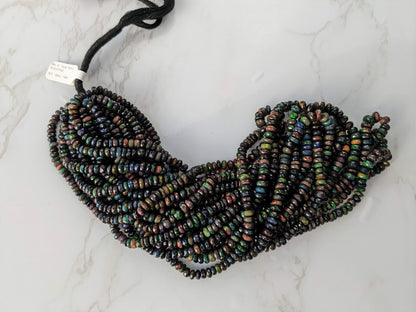 Black Ethiopian Opal 5mm Faceted Rondelles