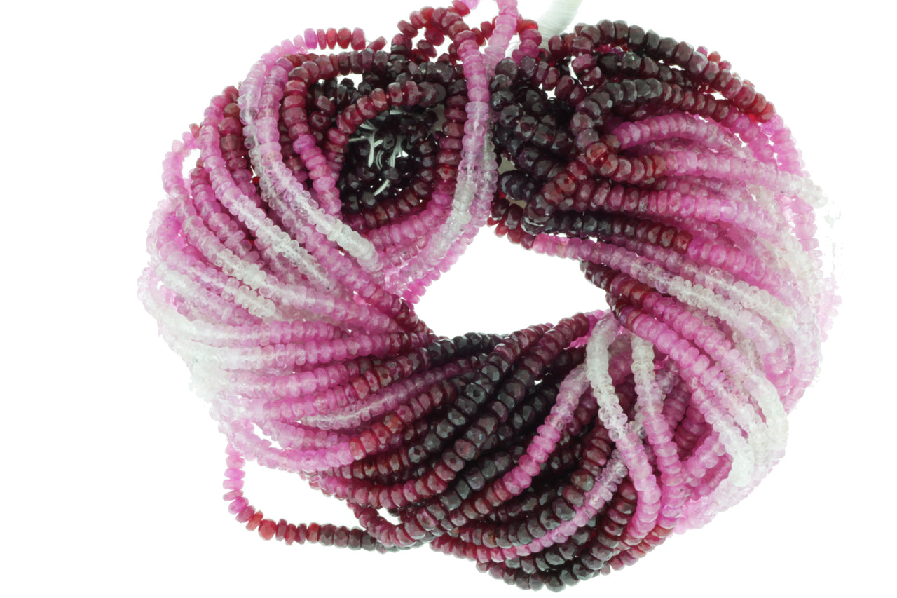 Ombre Red and Pink Ruby 2.5mm Faceted Rondelles