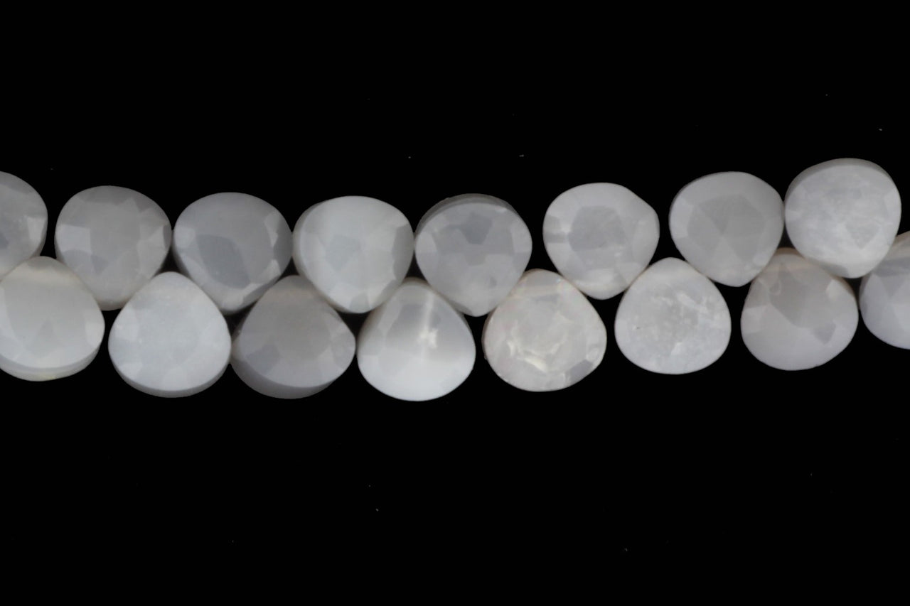 Gray Moonstone 7mm Faceted Heart Shaped Briolettes