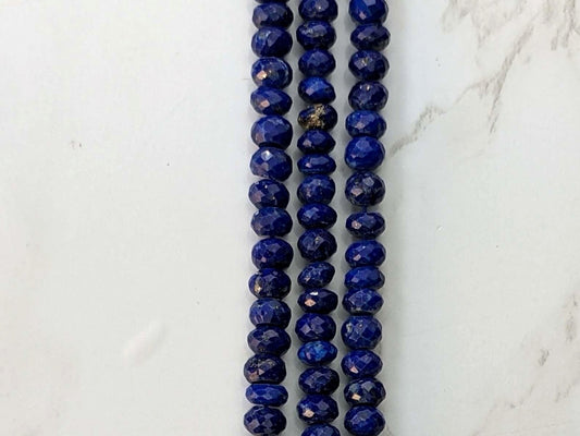 Royal Blue Lapis Lazuli 6mm Faceted Rondelles