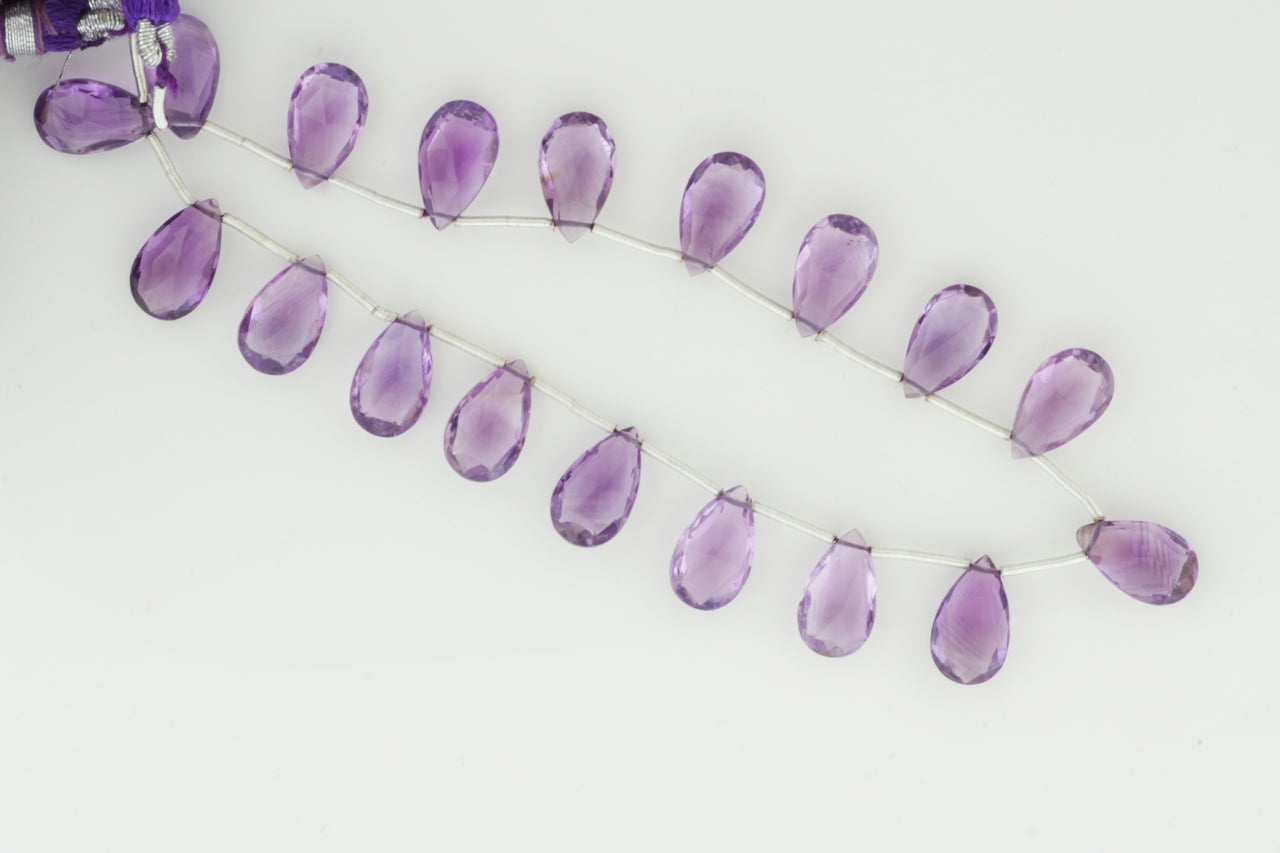 Light Purple Amethyst 12x7mm Faceted Pear Shaped Briolettes