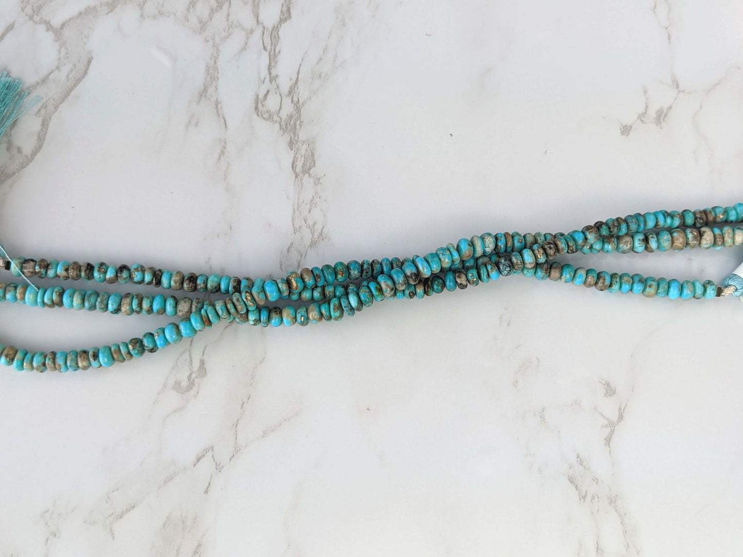 Natural Blue and Black Turquoise 5mm Smooth Rondelles