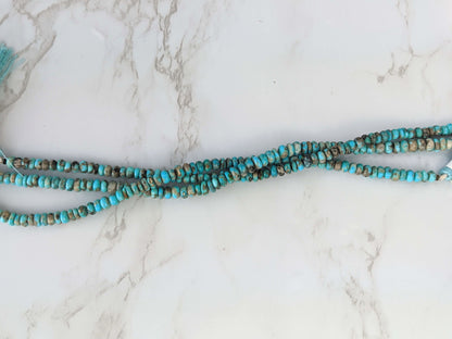 Natural Blue and Black Turquoise 5mm Smooth Rondelles