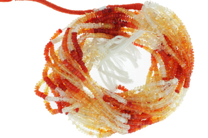 Ombre Orange Mexican Fire Opal 3mm Faceted Rondelles
