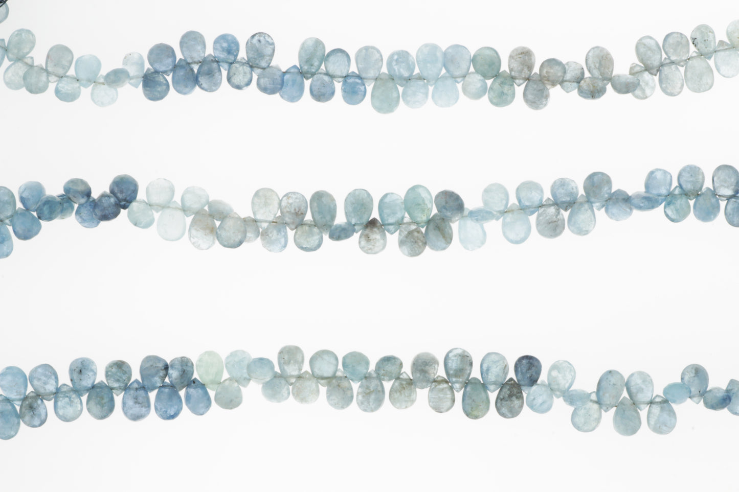Blue Moss Aquamarine 6x4mm Faceted Pear Shaped Briolettes
