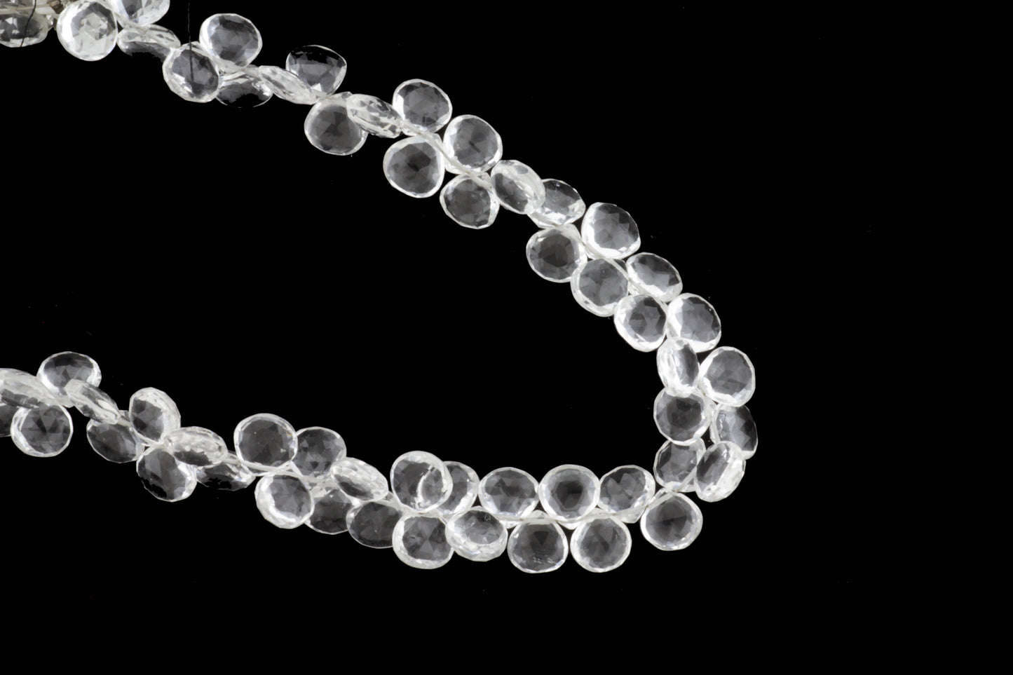 Clear Rock Crystal Quartz 7mm Faceted Heart Shaped Briolettes