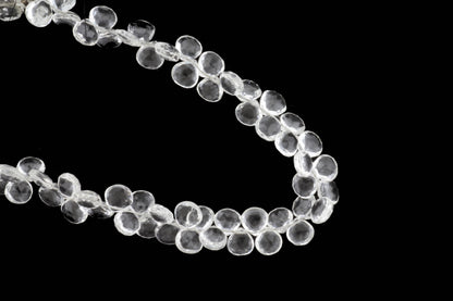 Clear Rock Crystal Quartz 7mm Faceted Heart Shaped Briolettes
