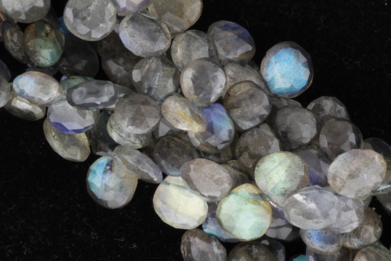 Blue Labradorite 8mm Faceted Heart Shaped Briolettes
