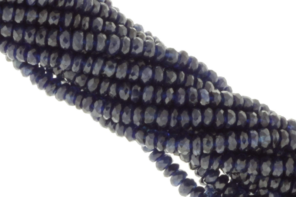 Deep Navy Blue Sapphire 3.5mm Faceted Rondelles