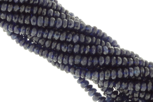 Deep Navy Blue Sapphire 3.5mm Faceted Rondelles