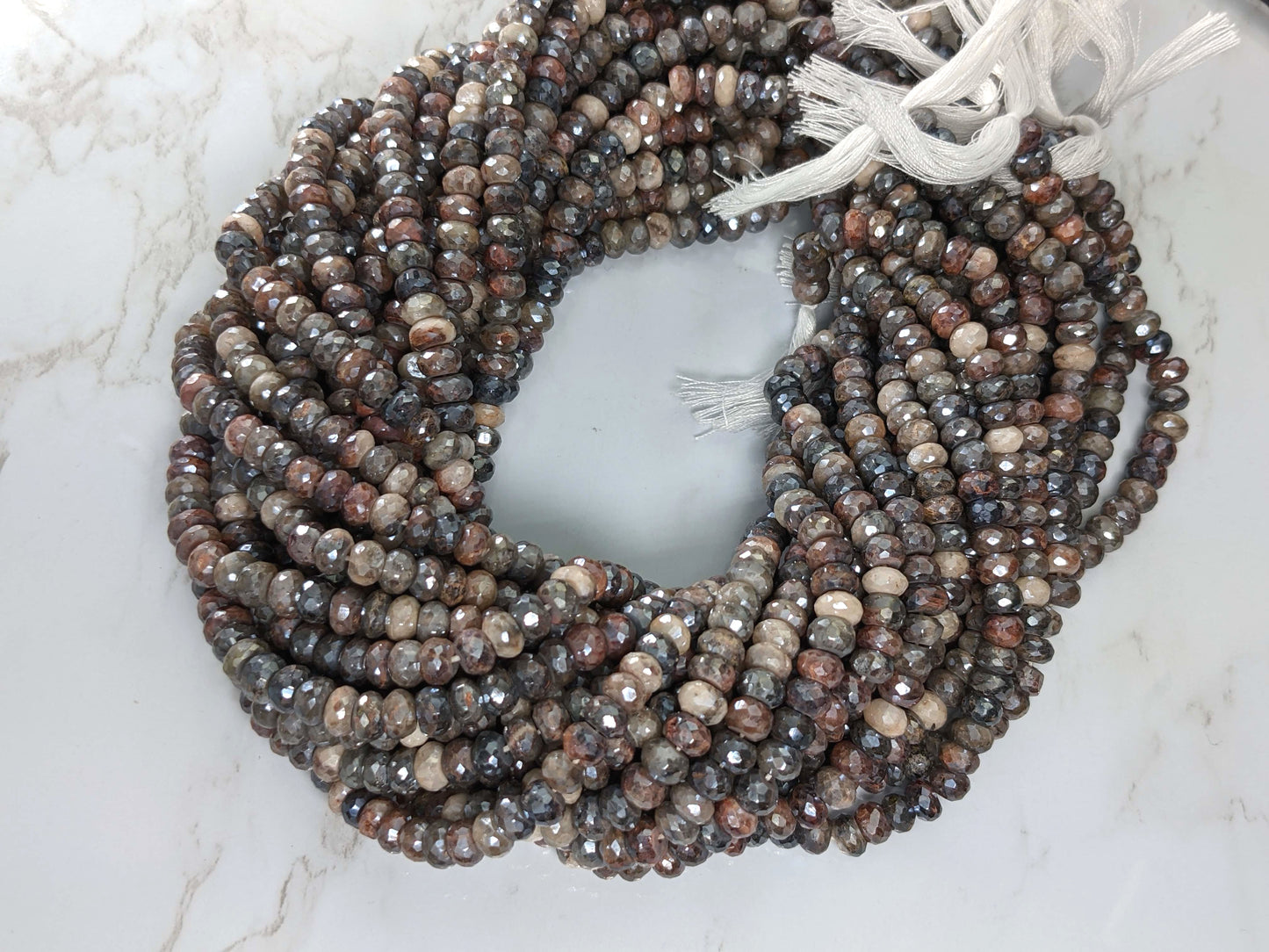 Coated Multi Moonstone 6mm Faceted Rondelles