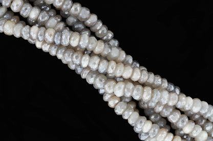 Coated Gray Moonstone 8mm Faceted Rondelles