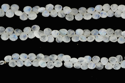 Blue Rainbow Moonstone 9mm Faceted Heart Shaped Briolettes