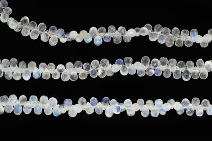 AA Blue Rainbow Moonstone 6x4mm Faceted Teardrop Briolettes