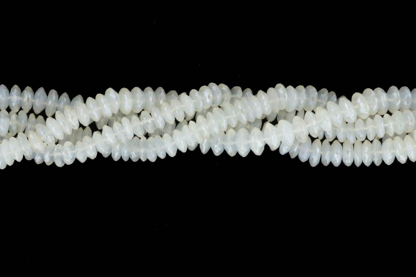 Coated White Moonstone 8mm German Cut Faceted Rondelles