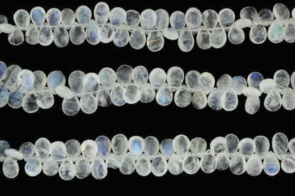 Blue Rainbow Moonstone 11x6mm Faceted Pear Shaped Briolettes