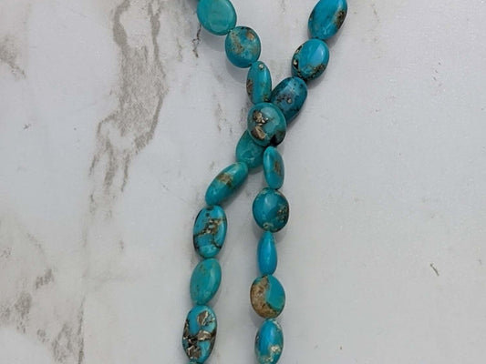 Natural Blue and Black Turquoise 6x4mm Smooth Ovals