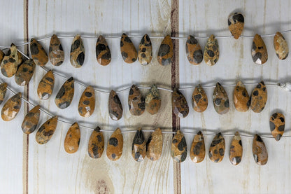 Brown Spotted Jasper 18x10mm Faceted Pear Shaped Briolettes