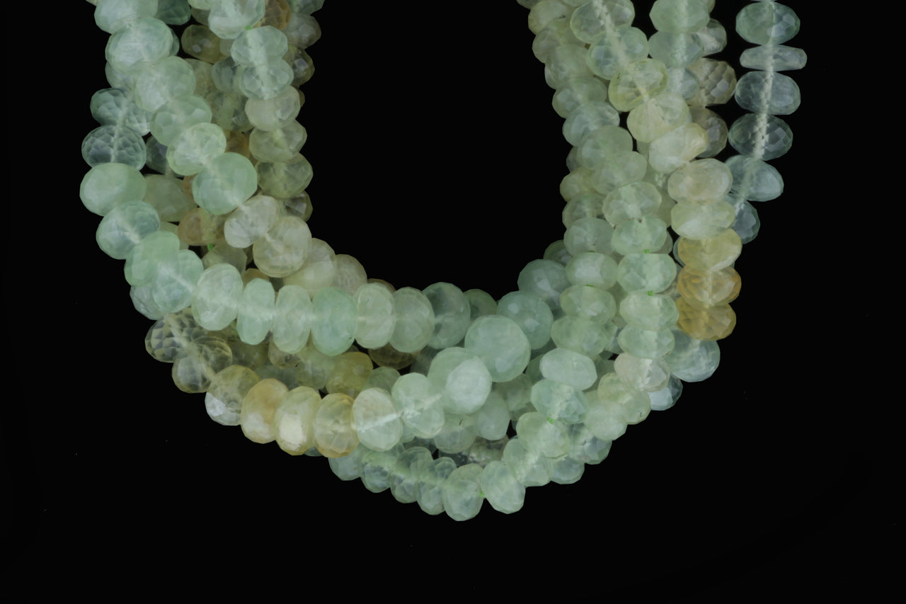 Ombre Green Prehnite 6mm Faceted Rondelles