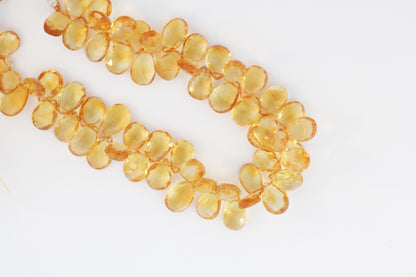 Yellow Citrine 10x6mm Faceted Pear Shaped Briolettes
