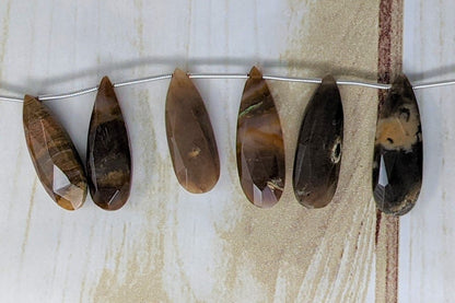 Botswana Agate 25x10mm Faceted Pear Shaped Briolettes