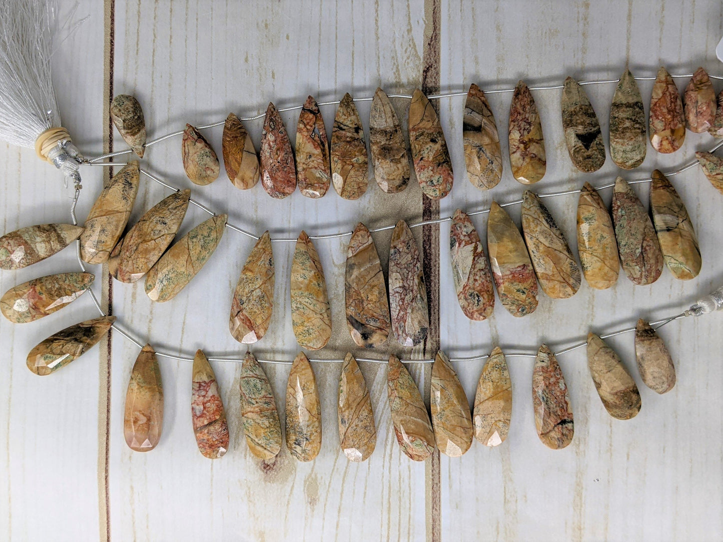 Brown Jasper 22x12mm Faceted Pear Shaped Briolettes