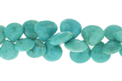 Natural Blue-Green Turquoise 11mm Faceted Heart Shaped Briolettes