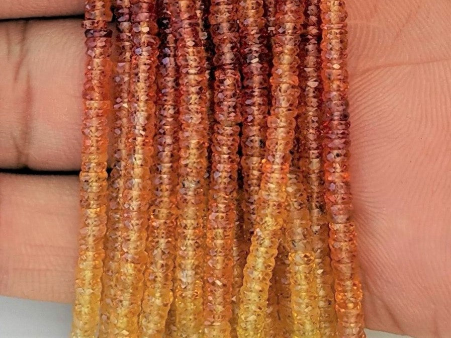 Ombre Orange and Yellow Fire Sapphire 3mm Faceted Tires