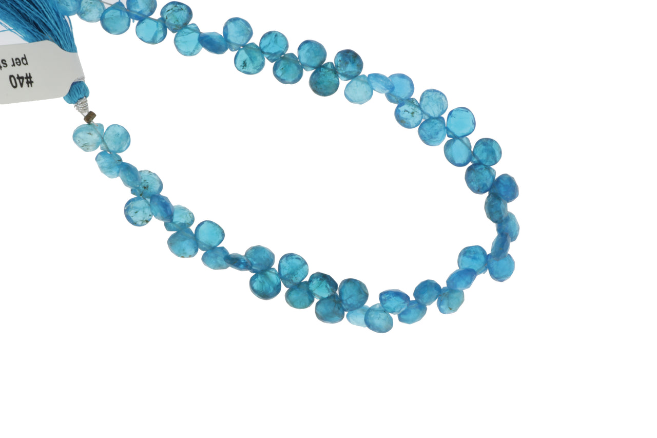 Neon Blue Apatite 5mm Faceted Heart Shaped Briolettes