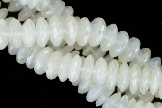 Coated White Moonstone 8mm German Cut Faceted Rondelles