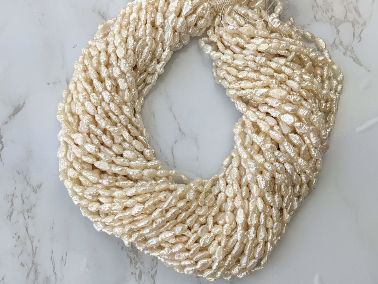 White Freshwater Pearl 7x3mm Biwa Sticks