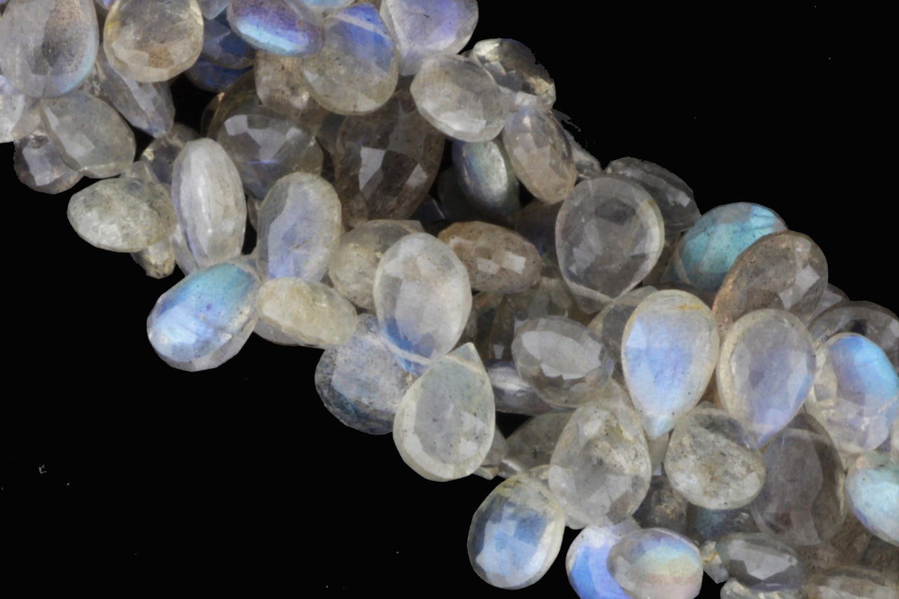 AA Blue Labradorite 6x9mm Faceted Pear Shaped Briolettes