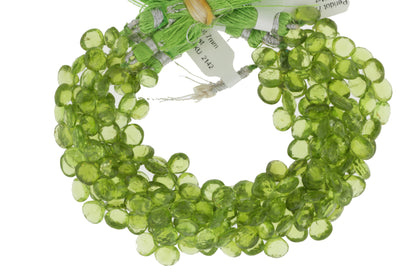 Green Peridot 8mm Faceted Heart Shaped Briolettes