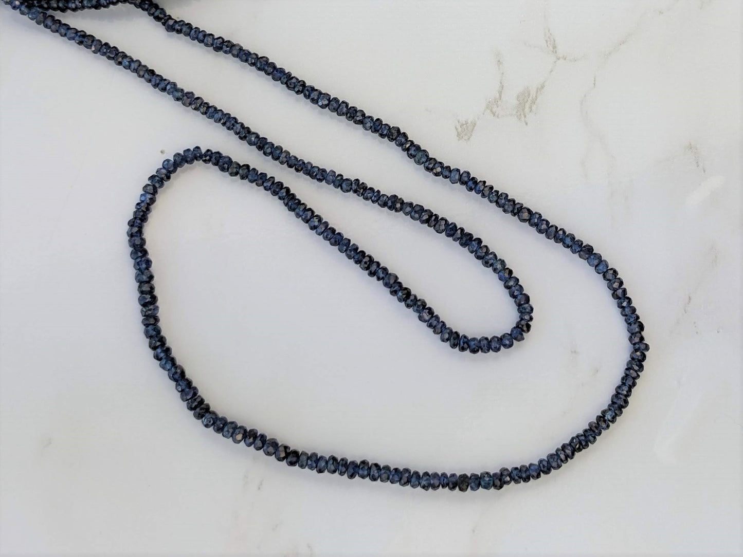 Navy Blue Sapphire 2mm Faceted Rondelles