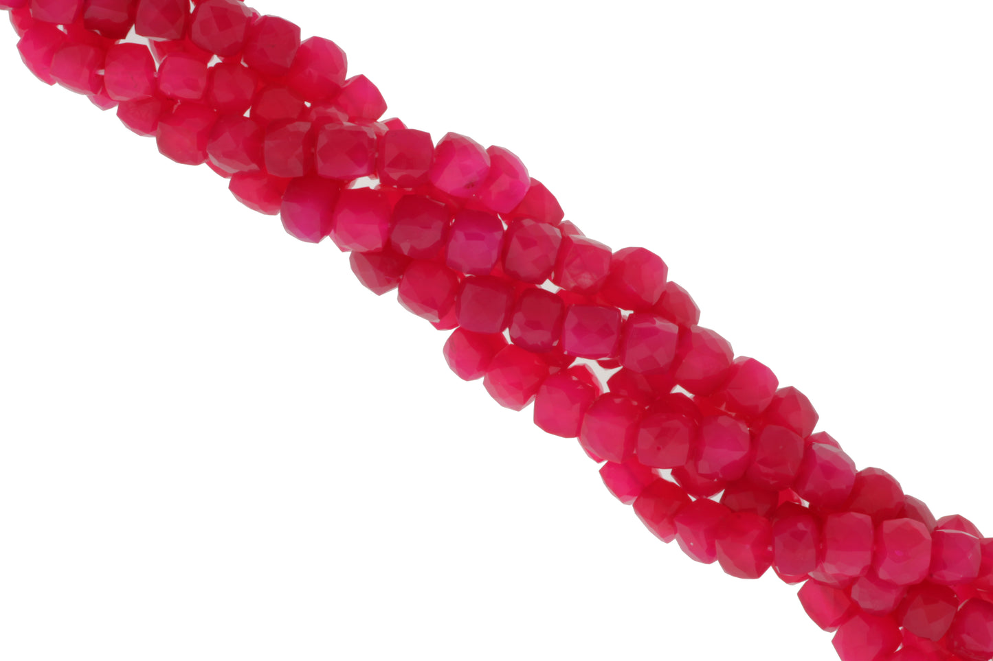 Light Hot Pink Chalcedony 7mm Faceted Cubes