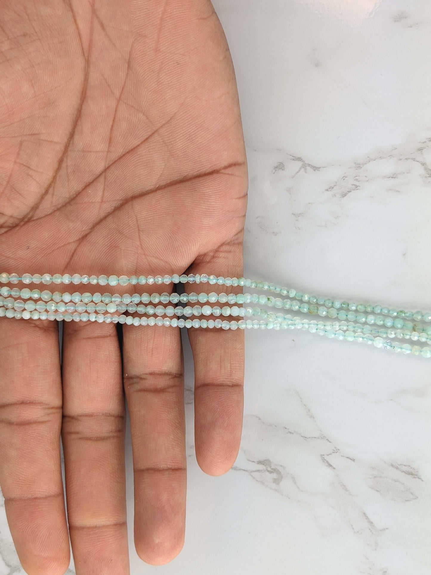 Blue Peruvian Opal 3mm Faceted Rounds
