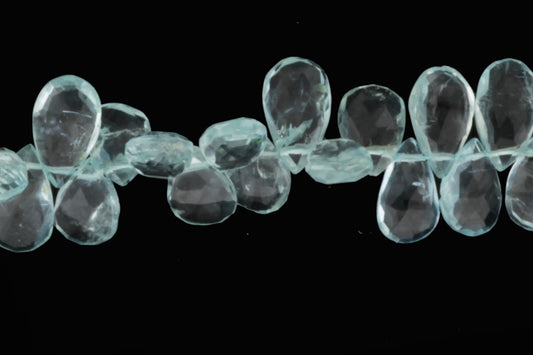 Blue Aquamarine 9x6mm Faceted Pear Shaped Briolettes