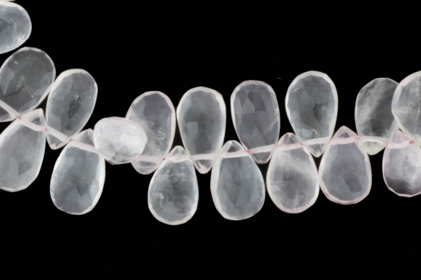 Pink Rose Quartz 10x6mm Faceted Pear Shaped Briolettes